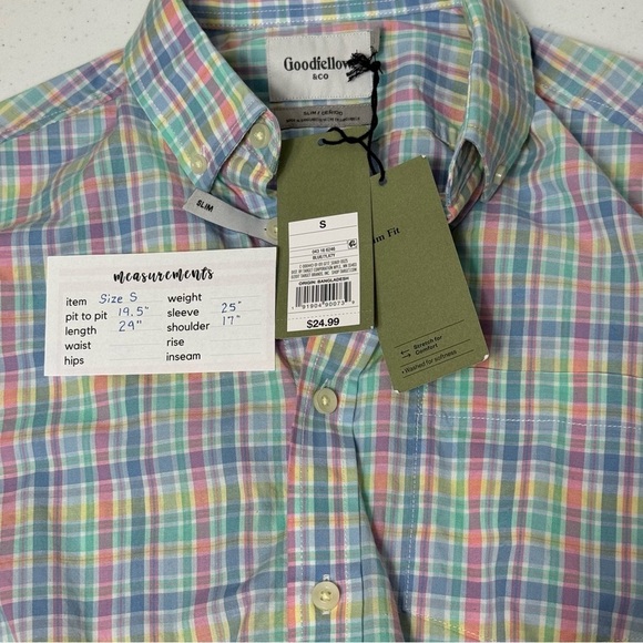Goodfellow & Co Pastel Blue Multi Slim Northrop Casual Button Down Shirt Size S - Picture 4 of 7